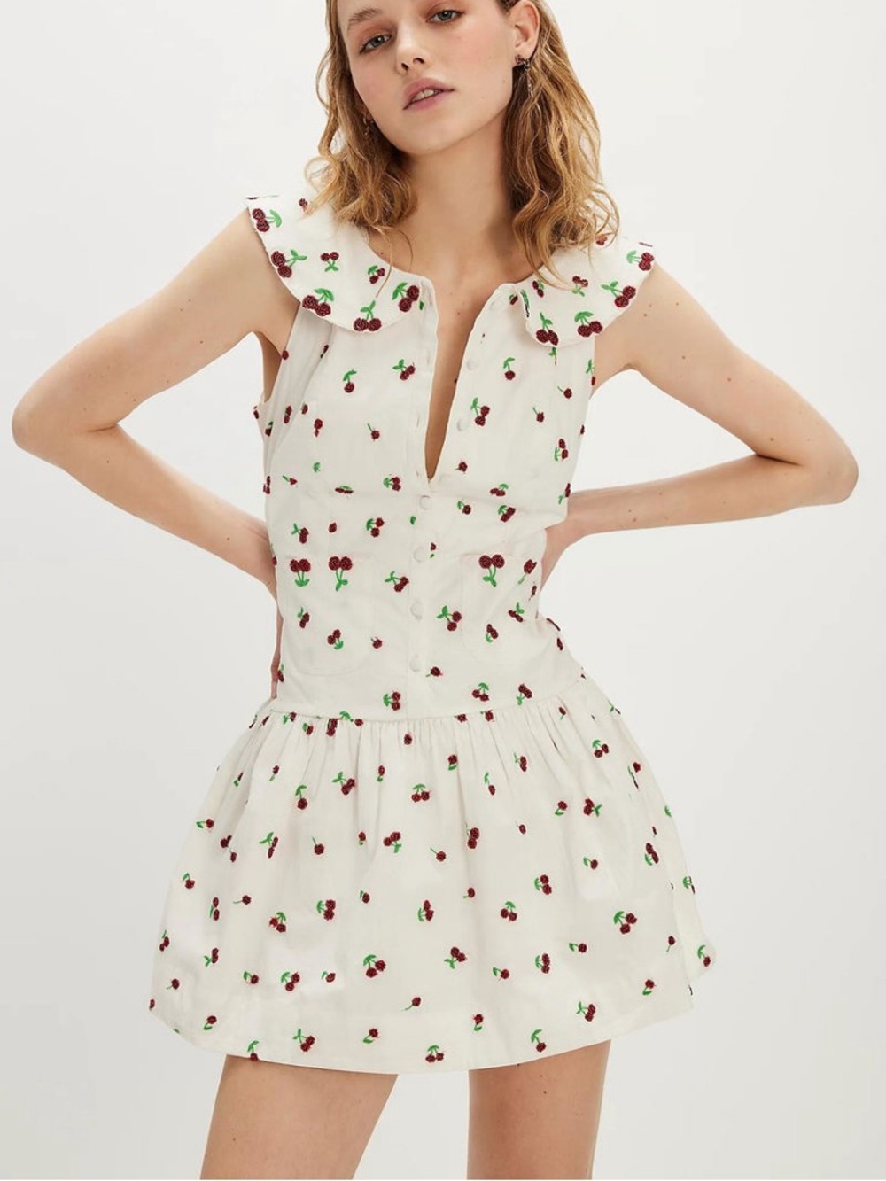 For Love and Lemons Beaded Cherries Mini Dress Size Small